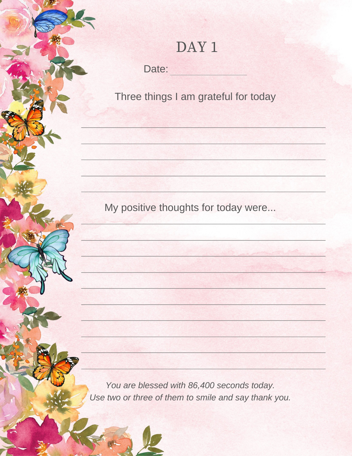 36 Page Digital Gratitude Journal